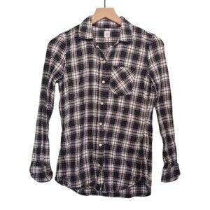 GAP Black & White Plaid Button Up Top Size XS